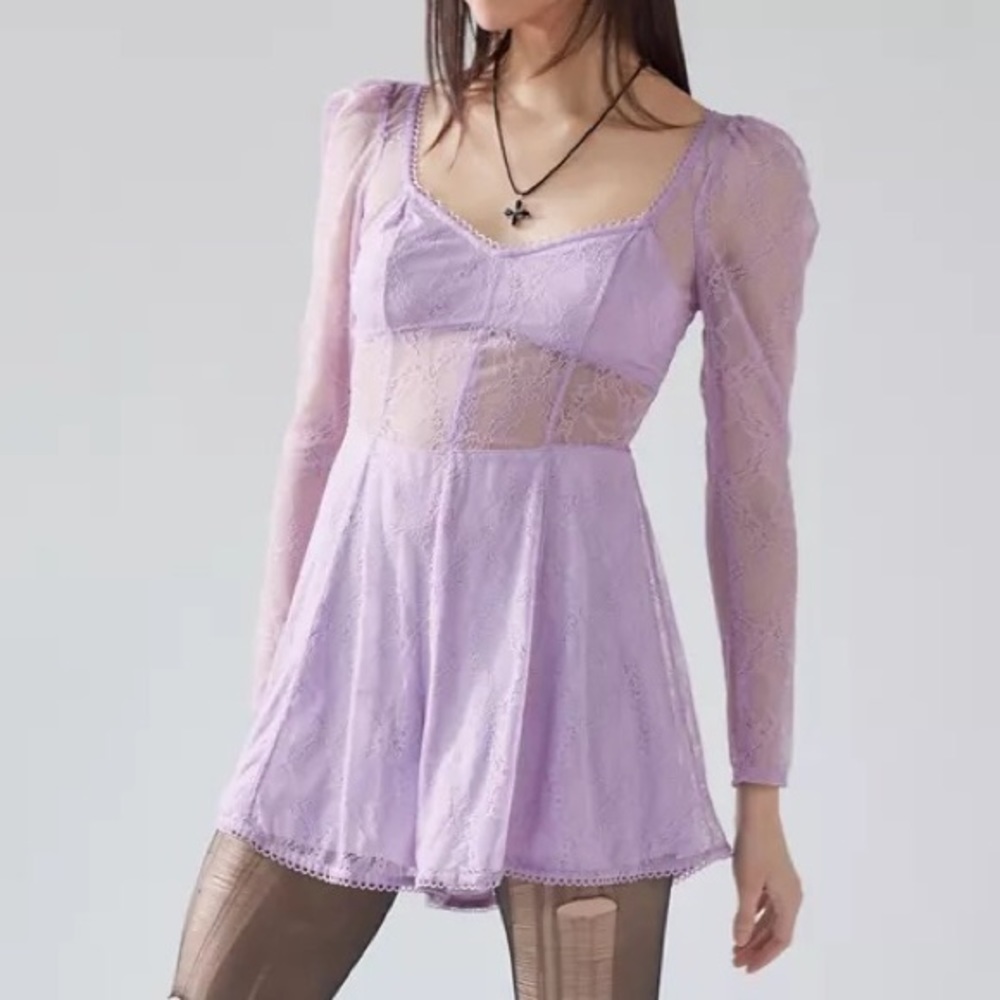 UO lilac lace romper